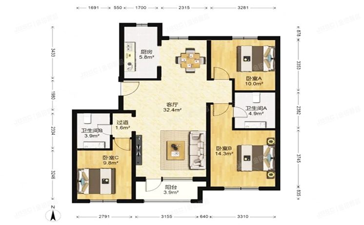 房山区 于瓦北路18号院6号楼7层1单元701（北京城建琨庭漫缇）