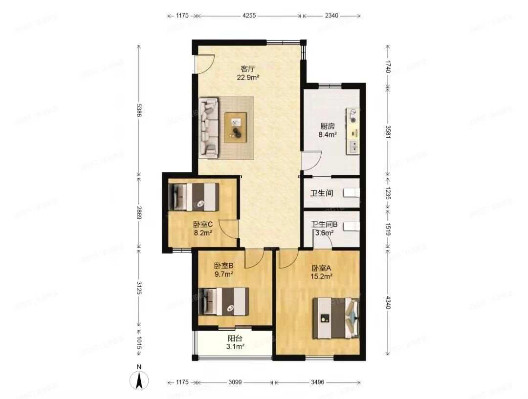 海淀区 建材城东一里16号楼2层1门202（建材城东一里）