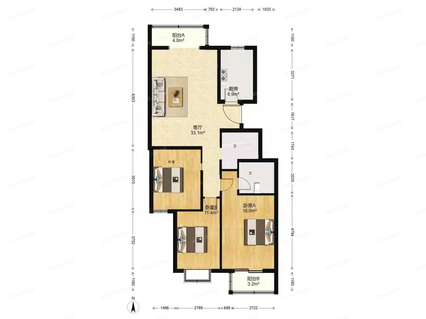 通州区 北苑南路44号8号楼10层8单元1001（日光清城）