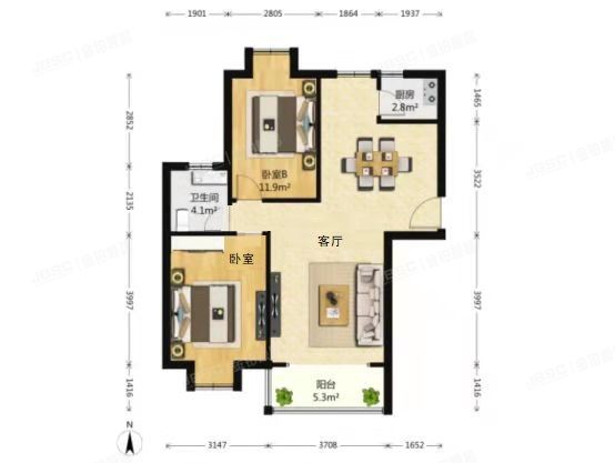 通州区 杨庄南里64号楼26层9单元2603（世纪星城）
