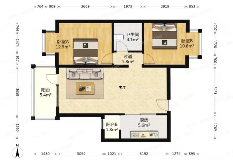 朝阳区 水岸庄园926号楼3层1单元305号（润泽悦溪）