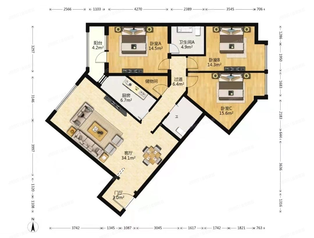 通州区 玉带河东街2号院2号楼15层5单元5173（运河明珠家园）