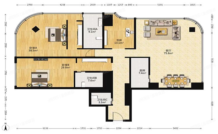 朝阳区 新源南路5号4层西塔L0501+车位（SOHO北京公馆）公寓