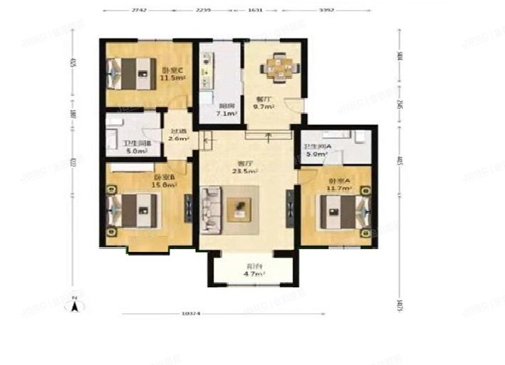 通州区 玉桥东里46号楼3单元402（京艺天朗雅园）