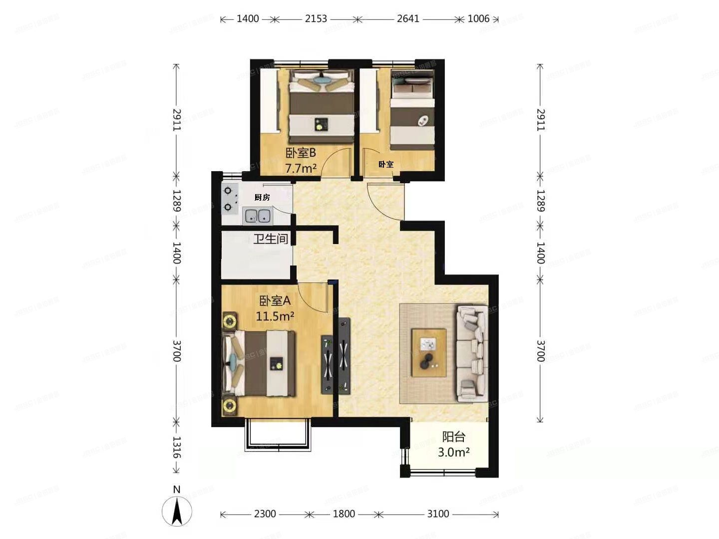 房山区 长政南街6号院三里5号楼11层1单元1101号（馨然嘉园三区）