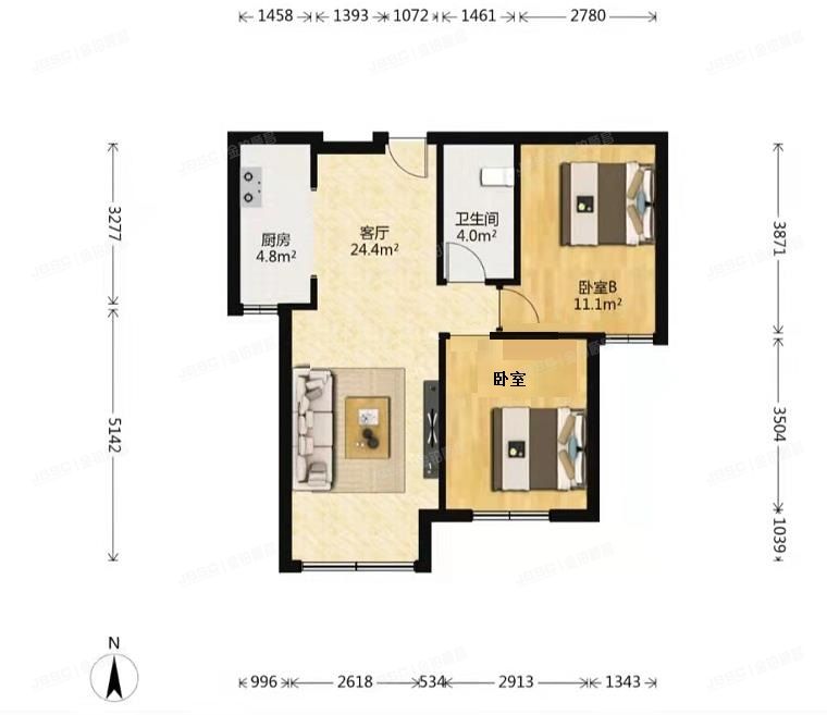 房山区 康泽路9号院2号楼24层1单元2402室（康泽佳苑）
