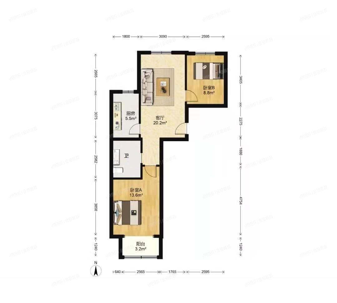 通州区 砖厂北里105号楼11层2单元1104（金隅通和园）