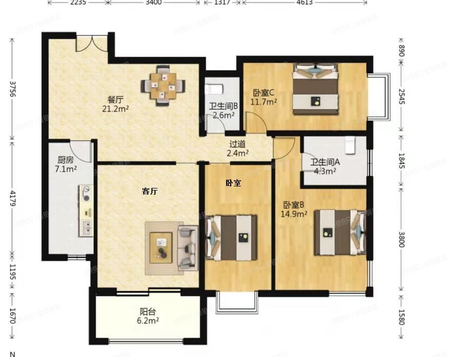 朝阳区 安慧东里2号院1号楼7层7-D1（盛和家园）