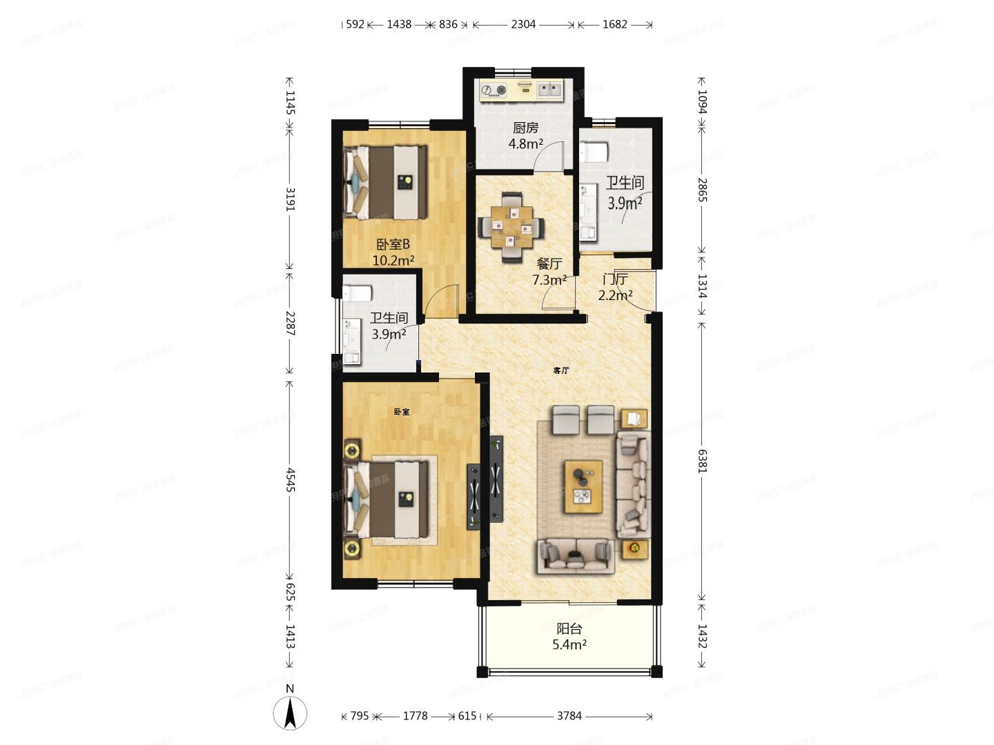 大兴区 黄村镇兴华南里5号楼3层4-302（怡兴园）