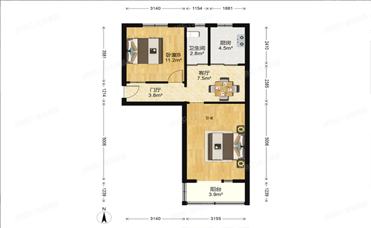 朝阳区 花虎沟2号院3号楼5层4门501（汽修一厂宿舍）
