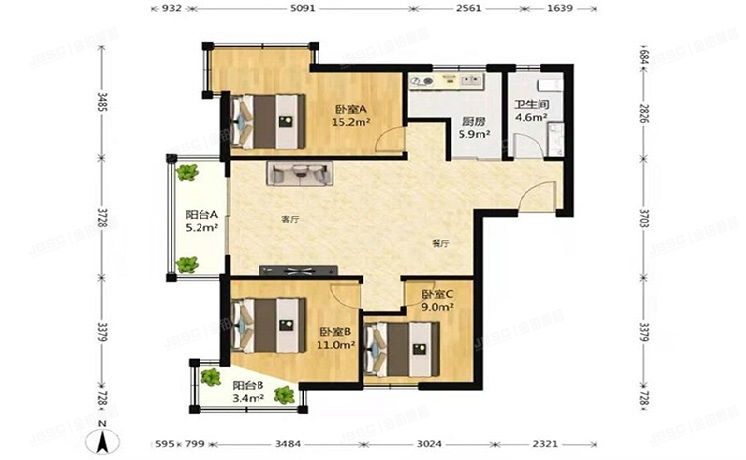 通州区 云景北里47号楼7层5-574（新城阳光）