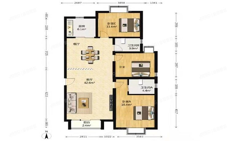 大兴区 旧宫镇润星家园6号楼12层1-1201（巧克力城）
