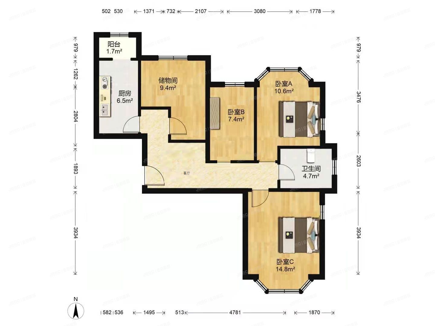 房山区 行宫西街1号院2号楼1单元601室（首创伊林郡）