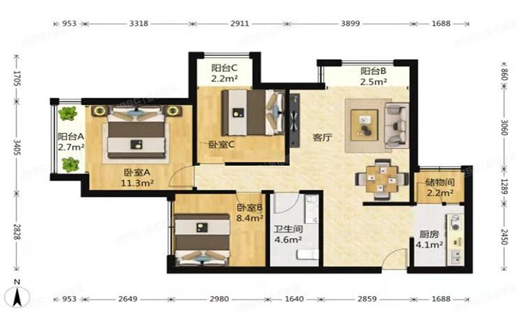 通州区 龙旺西里105号楼19层2单元1905（k2清水湾）