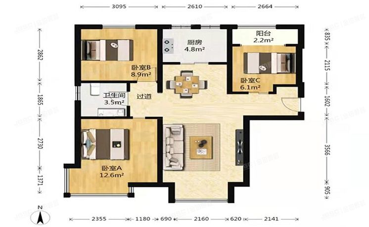 大兴区 鹿华路2号院3号楼3层2单元303（中信新城东区）