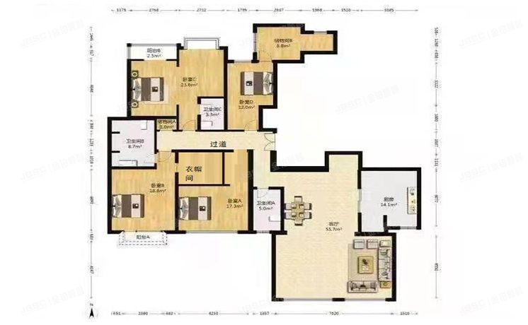 朝阳区 清林路一号院六号楼14层五单元1703室（世茂奥临花园）