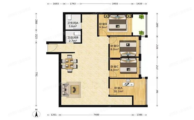 朝阳区 花家地东路5号楼11层1203（利景名门）