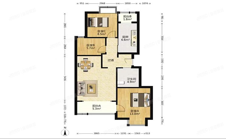 朝阳区 单店西路15号院19号楼2层2单元202（首开常青藤C区）