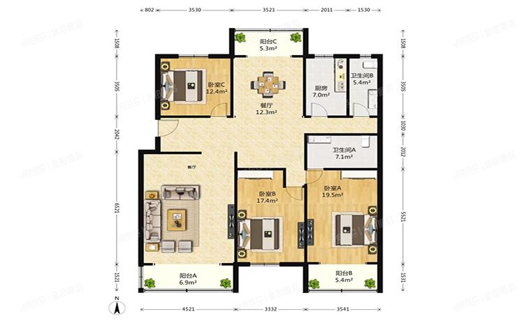 昌平区 北七家镇温泉花园A区21号楼3层3单元332号（温泉花园A区）