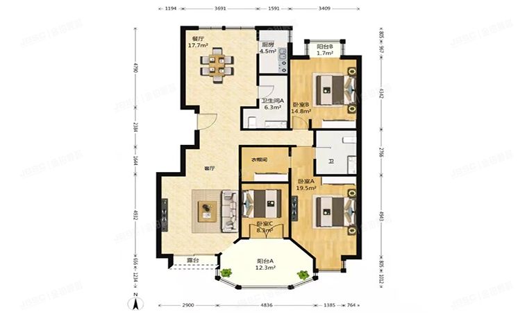 海淀区 熙湖小区2号楼2层1单元202号