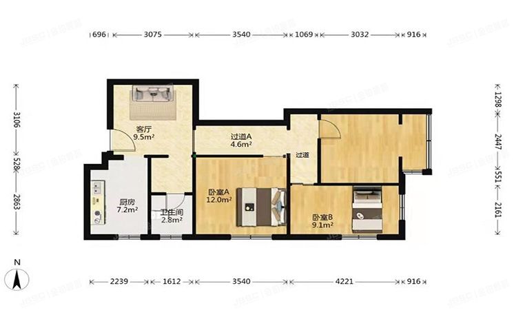 海淀区 高梁（粱）桥斜街11号院2号楼16层1603（汇福轩）