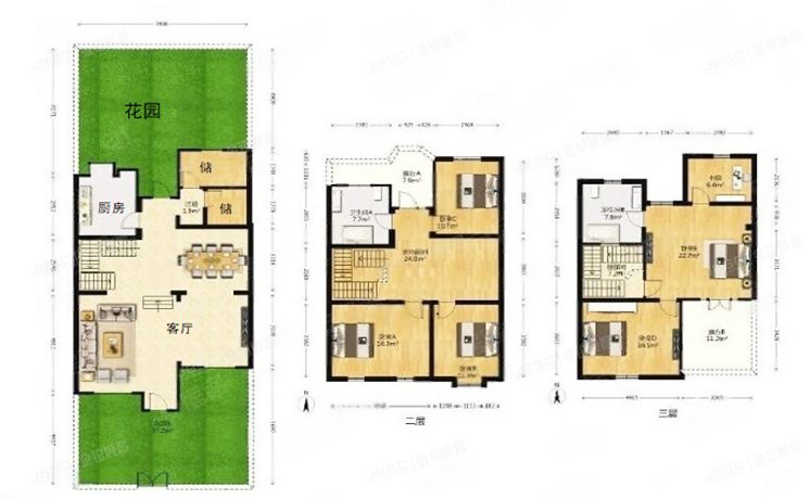 房山区 长阳镇大宁山庄一区11号楼1至3层04（大宁山庄）别墅