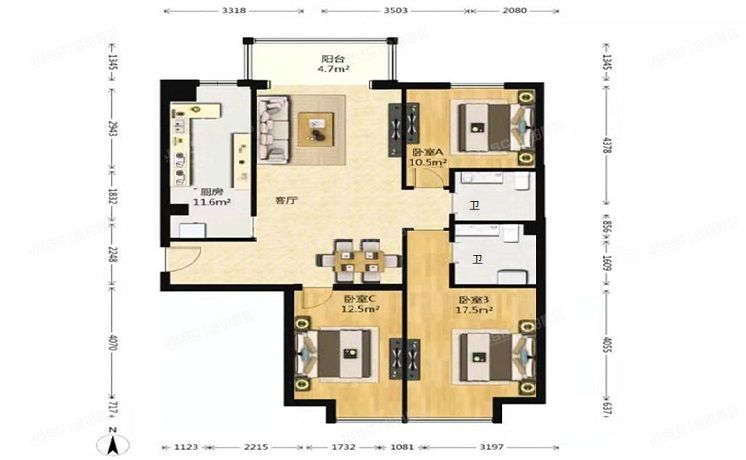 石景山区 玉泉西里二区31号楼14层9单元12B05（远洋山水南区）