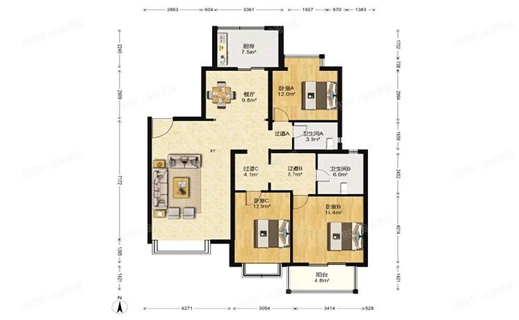 房山区 良乡地区瑞宸家园4号楼5层2-501（海逸半岛）