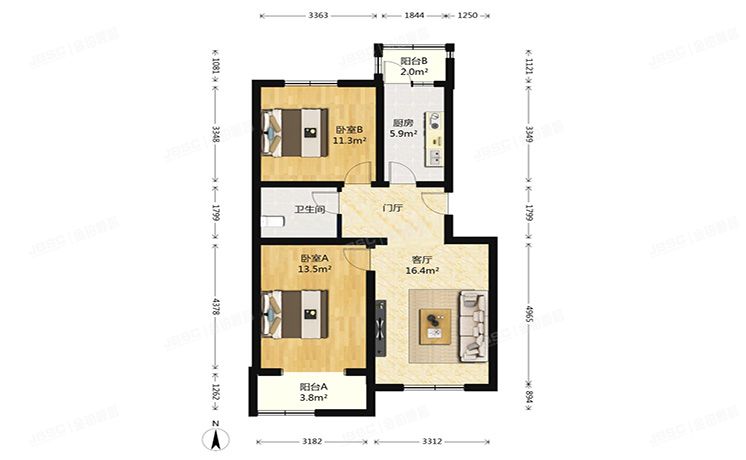 大兴区 西红门镇兴海家园星苑14号楼2层3-201（兴海家园星苑）