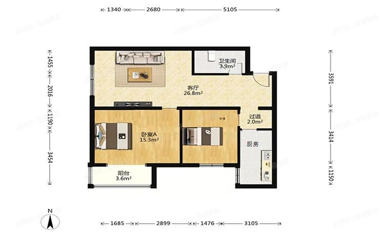 通州区 京州园191号楼15层3单元1505（通景园）经适房
