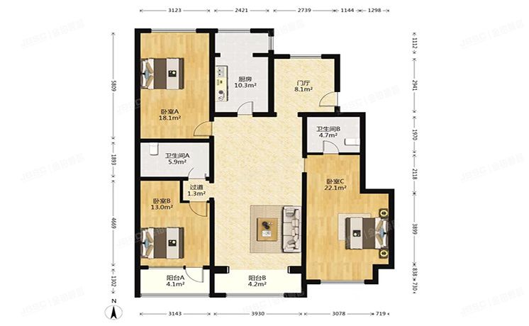 昌平区 景文东路3号院6号楼2层3单元201号（金科廊桥水岸）