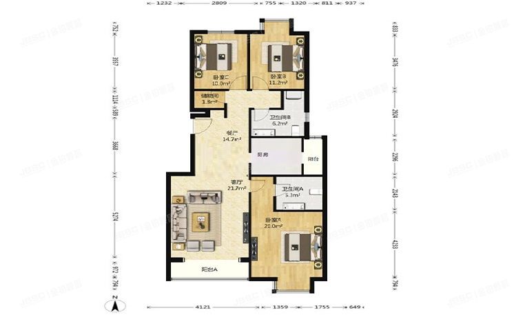 丰台区 鸿业兴园10号楼15层3单元1501号（鸿业兴园）