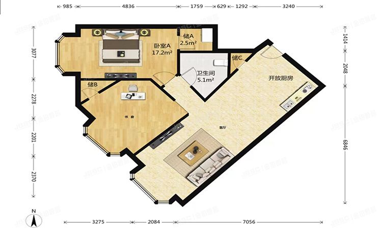朝阳区 西大望路3号院2号楼4层C单元507（蓝堡国际公寓）