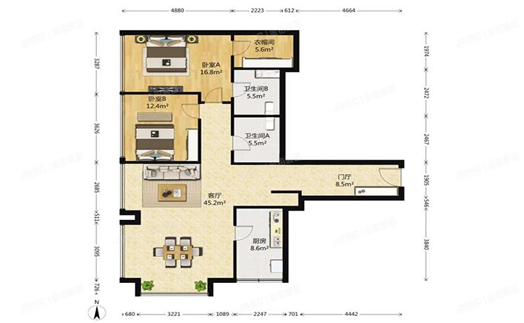 朝阳区 东三环中路39号院12号楼21层2502（建外SOHO西区）公寓