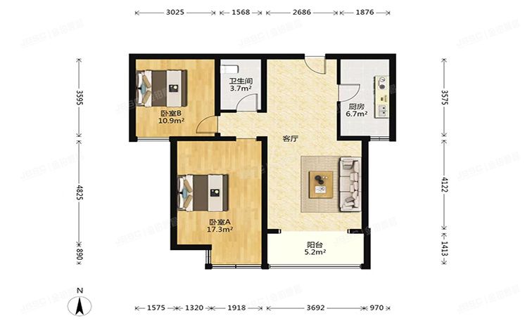 通州区 临河里59号楼3层3单元302号（华业东方玫瑰）