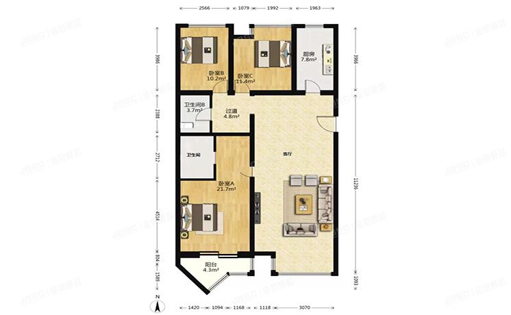 朝阳区 嘉美风尚小区1号楼2单元1903室+车位（嘉美风尚）