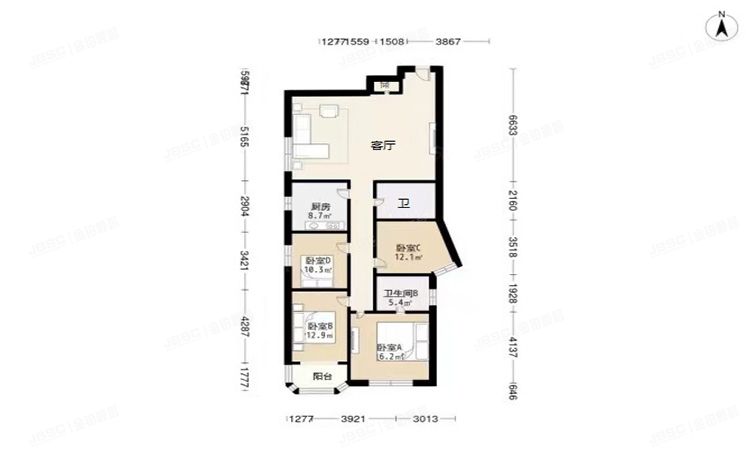 朝阳区 小关北里45号院1号楼14层17C（世纪嘉园）