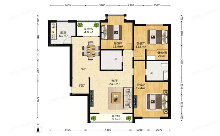 通州区 杨庄北里7号楼27层2701号（天时名苑）