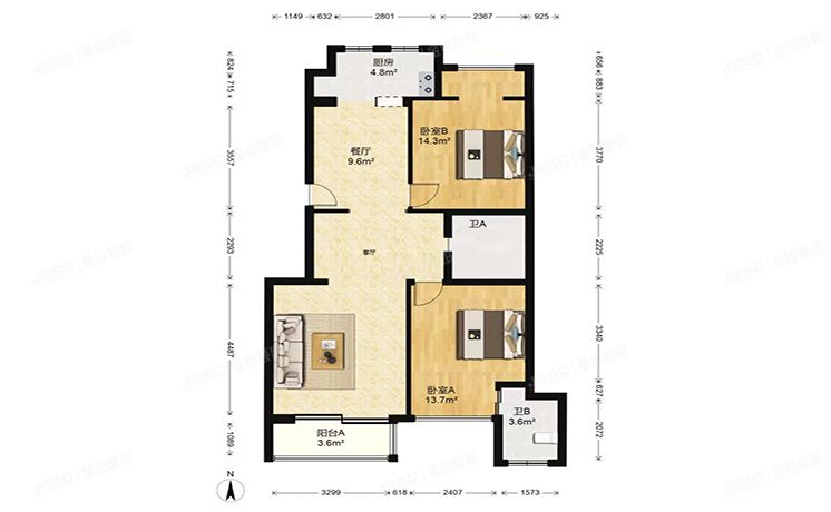 通州区 永顺南里202号楼3层2单元301号（在水一方）