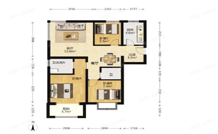 房山区 怡和北路1号院15号楼20层2001（首开熙悦山）