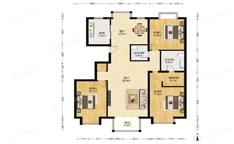 朝阳区 十里堡甲2号院爱这城1号楼16层3单元1902（首创爱这城）