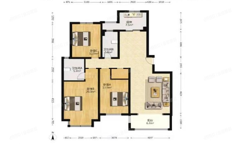 房山区 长阳镇溪雅苑二区9号13层1单元1302（九洲溪雅苑）