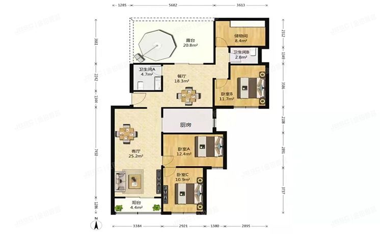 房山区 良乡北潞春家园B4号楼7层1-602