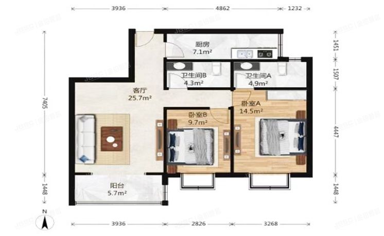 丰台区 丰桥路2号院4号楼13层4单元1602号（优筑国际）