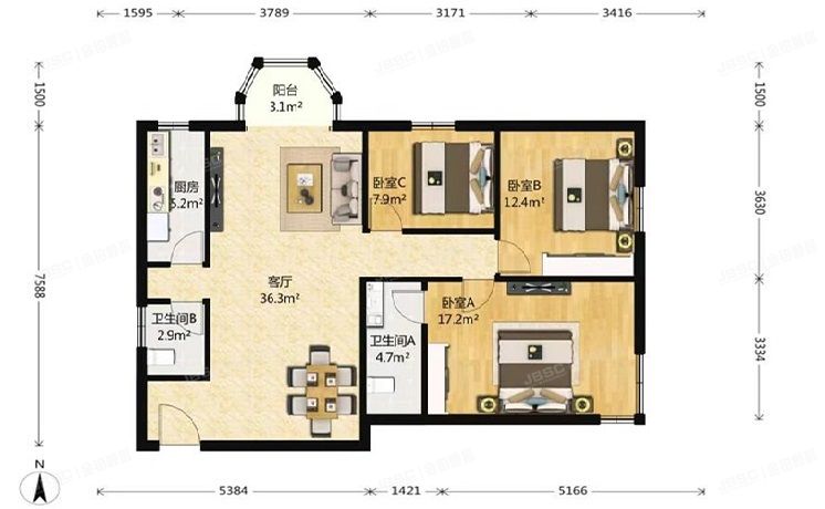 海淀区 蓝靛厂金夕园1号楼6层7W（金夕园）