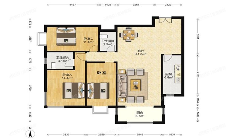 朝阳区 安慧东里2号院1号楼17层17-H2（盛和家园）