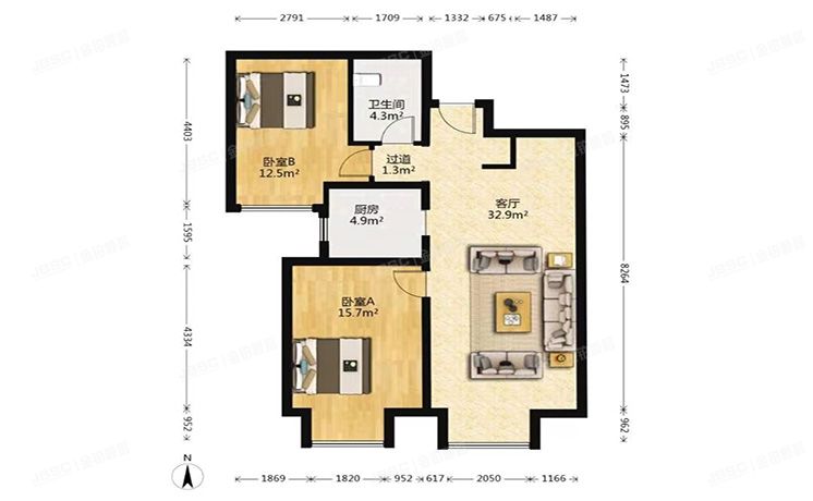 通州区 京贸国际城286号楼20层3单元2303