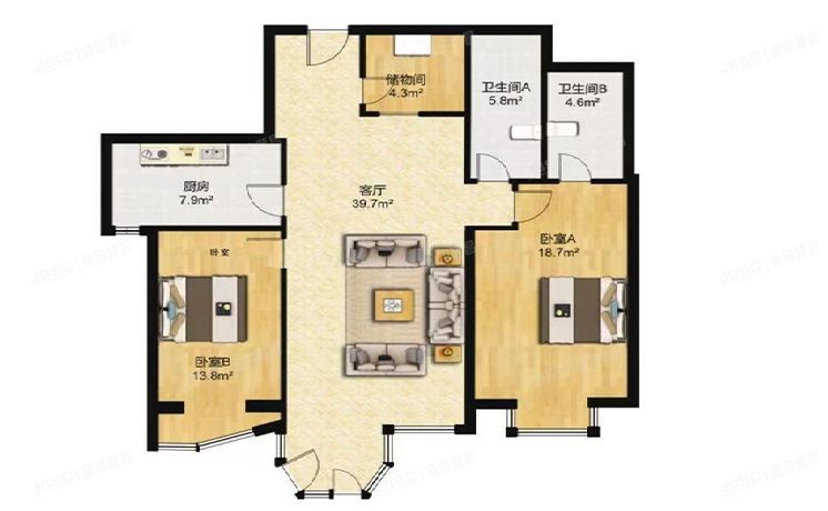 朝阳区 珠江帝景208号楼2层206