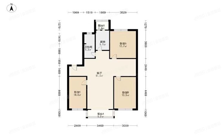 朝阳区 绿丰家园44号楼1层2门101  经适房