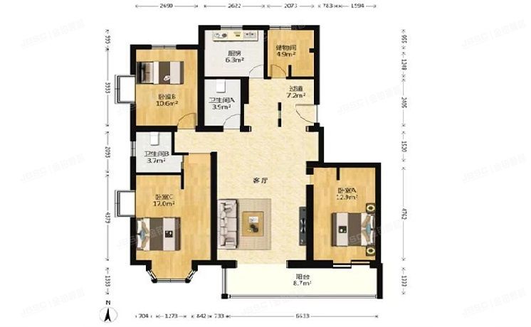 房山区 世界名园3号院18号楼2层4单元202号